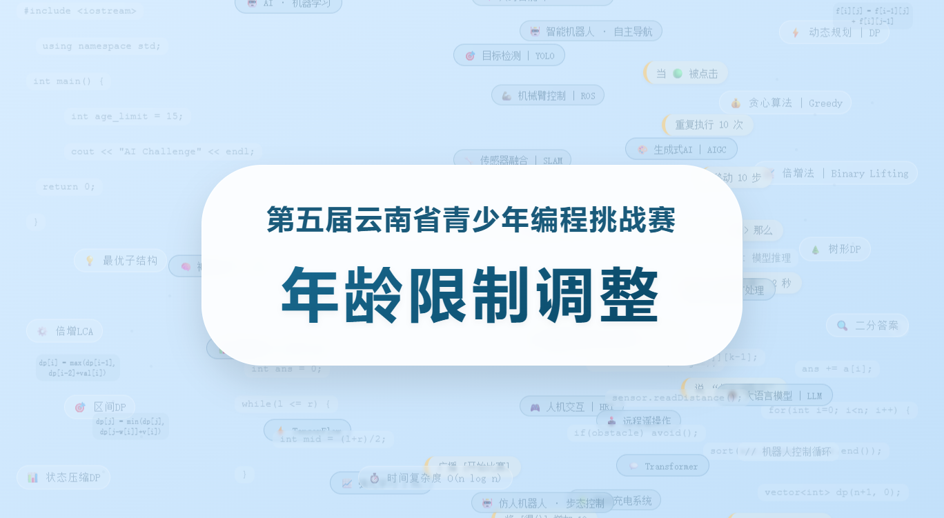 关于第五届云南省青少年编程挑战赛年龄限制调整的通知